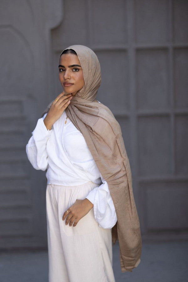 Cotton Sponge Scarf – Sandstone Beige