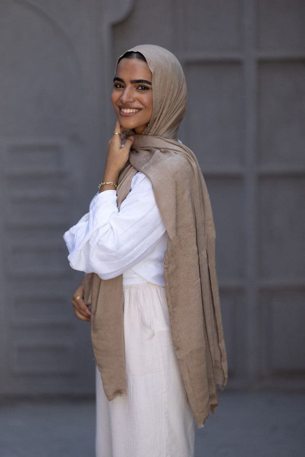 Cotton Sponge Scarf – Sandstone Beige