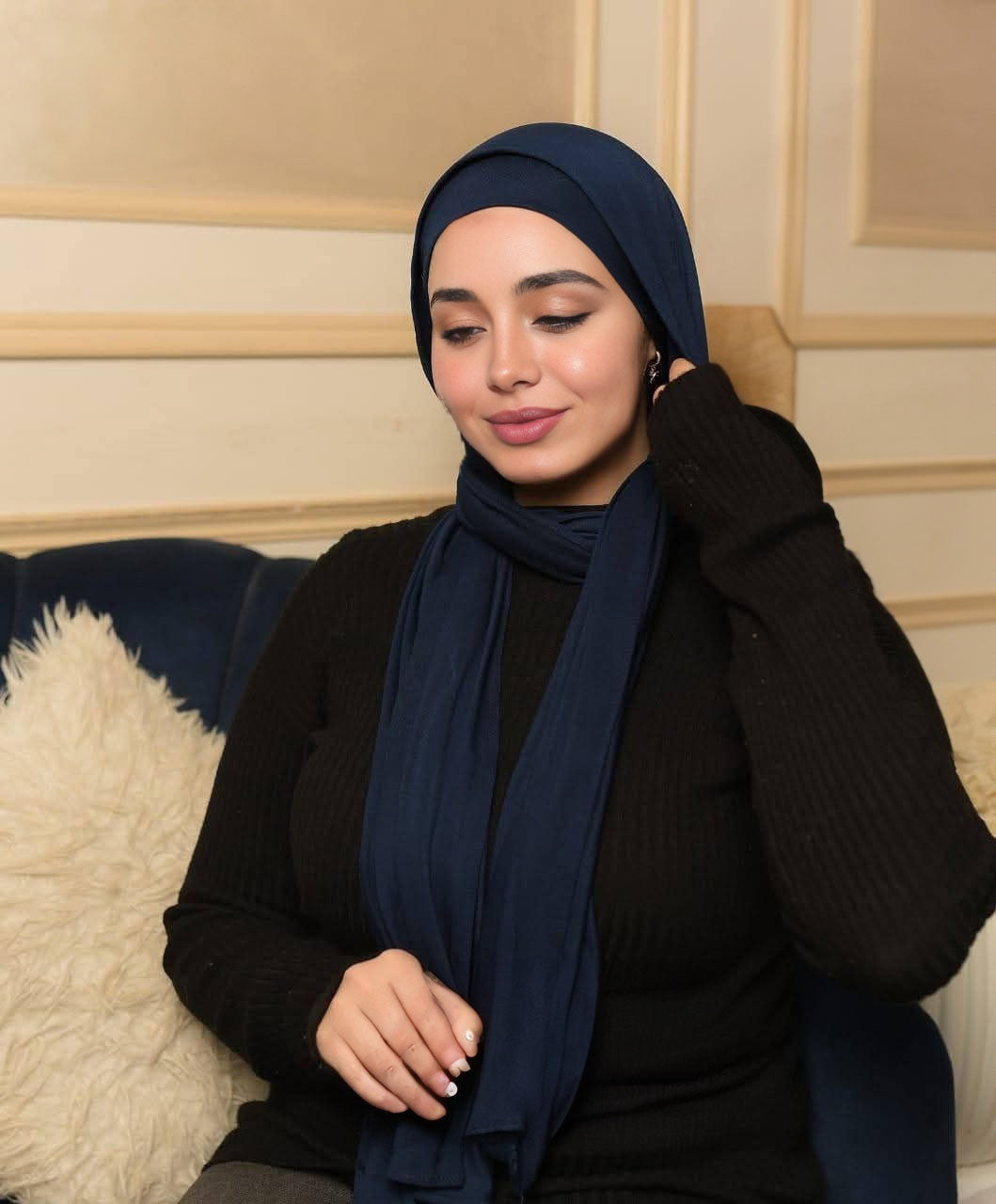Lycra + Bandana Scarf Set - Navy Blue