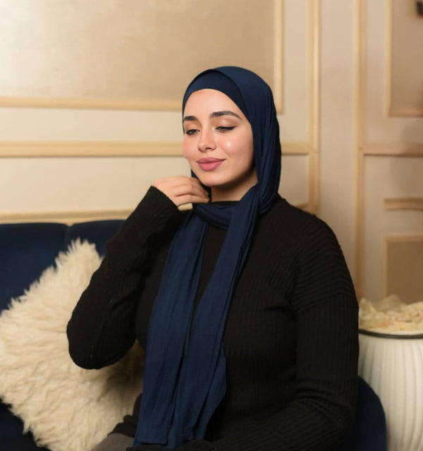 Lycra + Bandana Scarf Set - Navy Blue