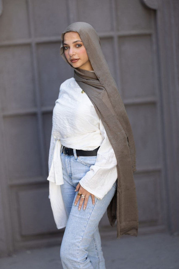 Cotton Sponge Scarf – Olive Brown