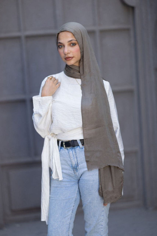 Cotton Sponge Scarf – Olive Brown