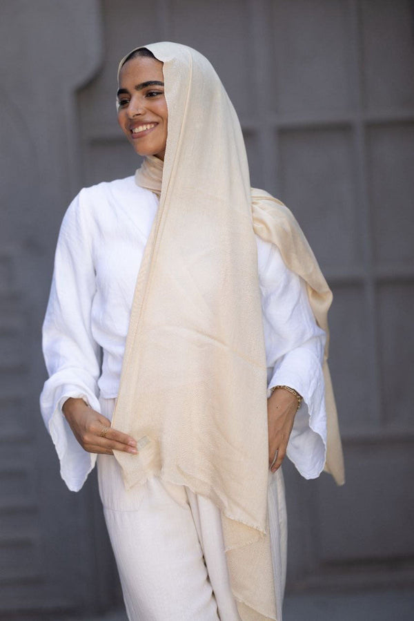 Cotton Sponge Scarf – Creamy Nude