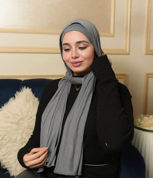 Lycra + Bandana Scarf Set - Elegant Grey