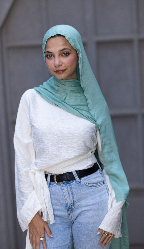 Cotton Sponge Scarf – Mint Breeze