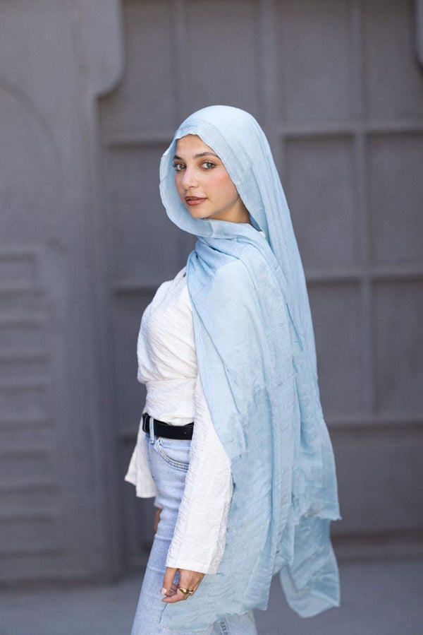 Cotton Sponge Scarf – Baby Blue