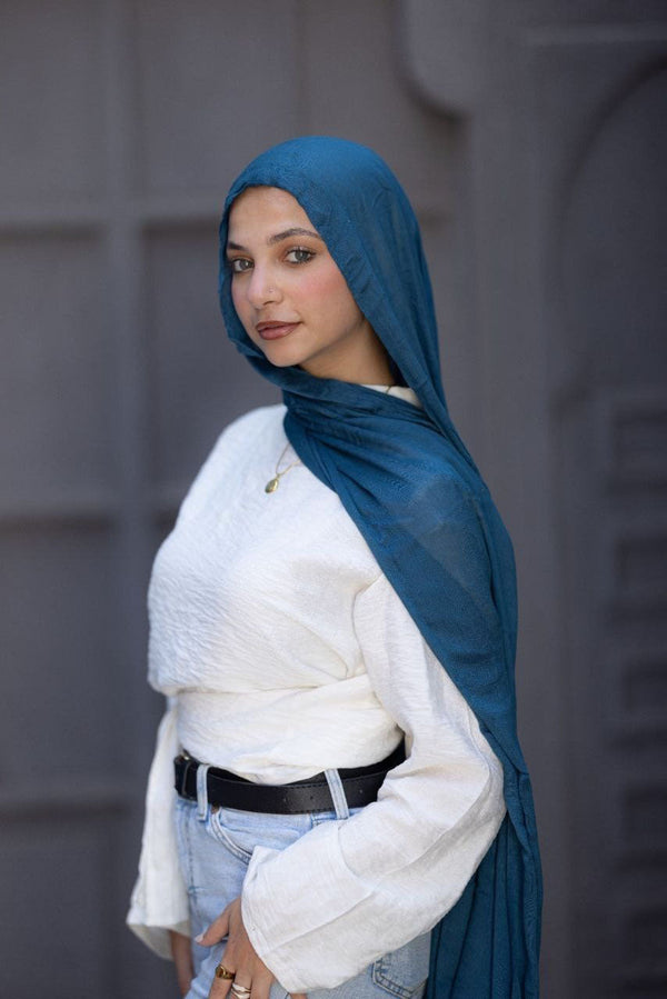 Cotton Sponge Scarf – Deep Teal