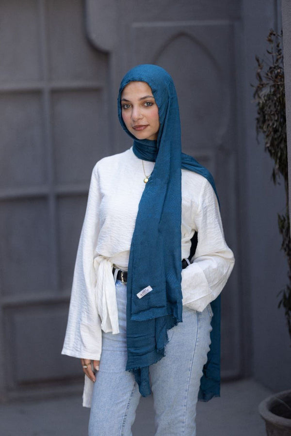 Cotton Sponge Scarf – Deep Teal