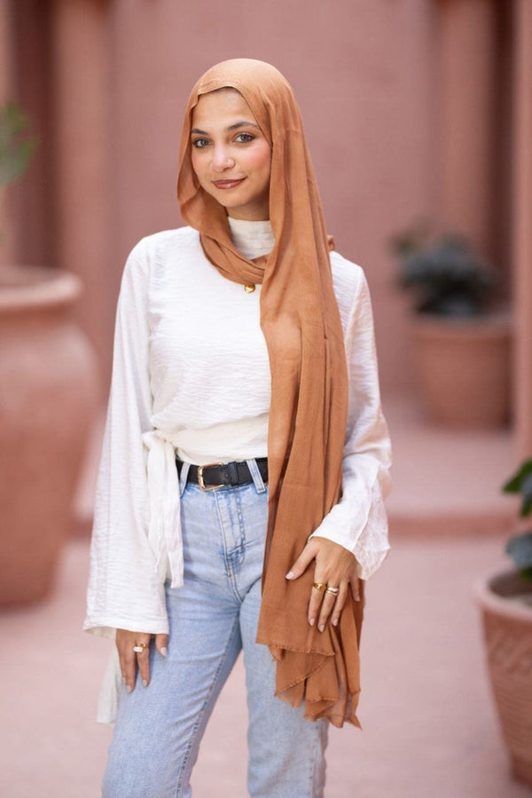 Cotton Sponge Scarf – Burnt Caramel
