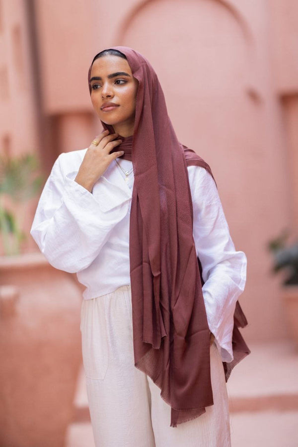 Cotton Sponge Scarf – Cocoa Rose