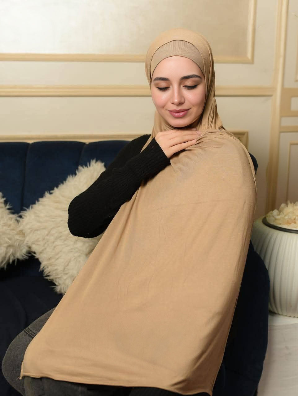 Lycra + Bandana Scarf Set – Sand Beige