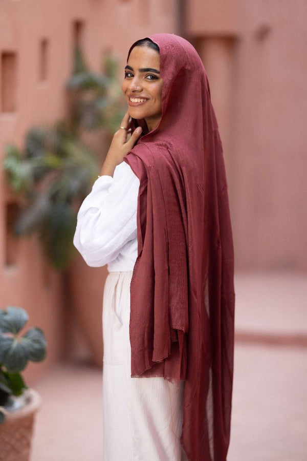 Cotton Sponge Scarf – Cocoa Rose