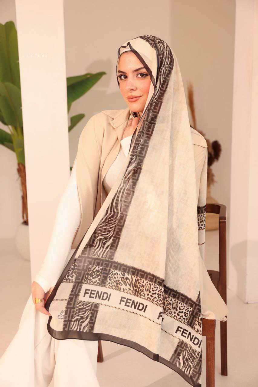 Fendi-Inspired Animal Print Scarf – Neutral Luxe