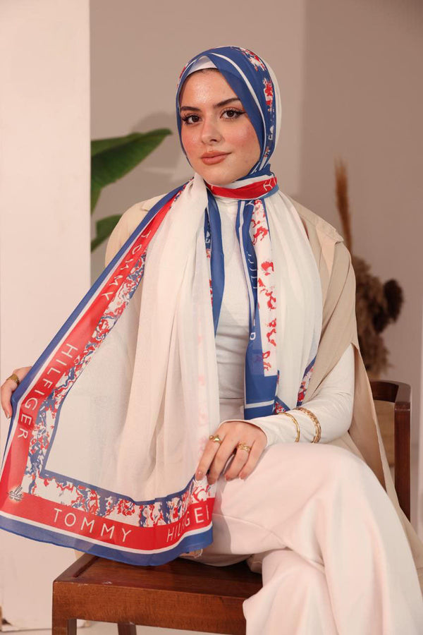 Tommy-Inspired Red, White & Blue Statement Scarf