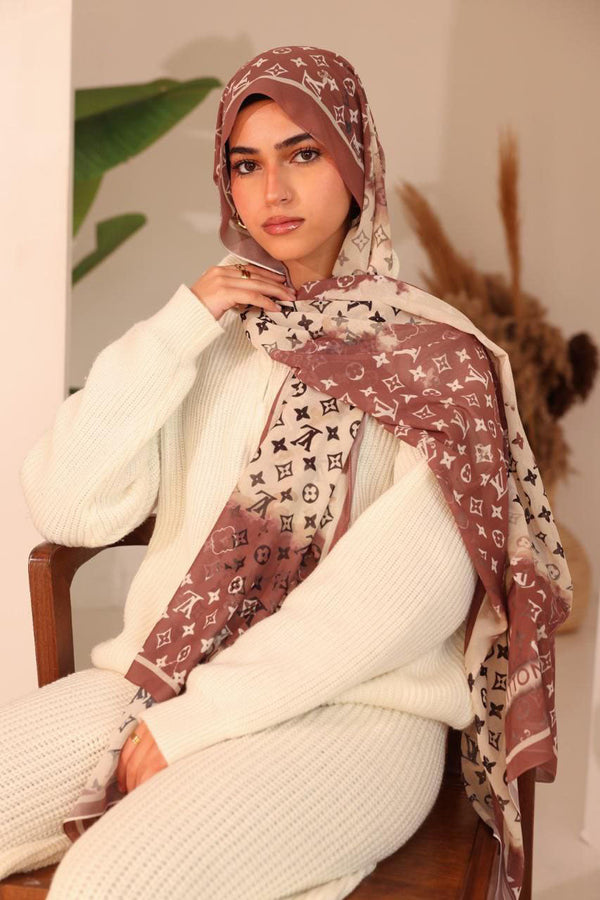Mocha Luxe Monogram Scarf
