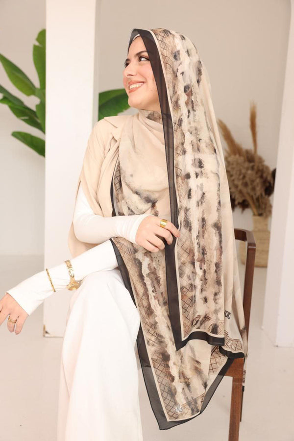 Luxury Marble Print Hijab – Earthy Elegance
