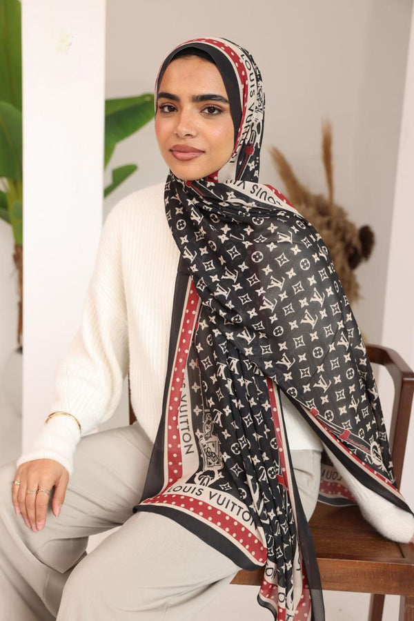 Louis Luxe Noir & Rouge Hijab