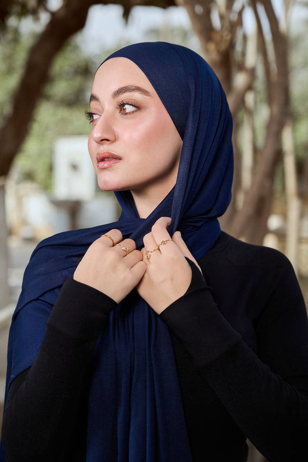 Lycra + Bandana Scarf Set - Navy Blue