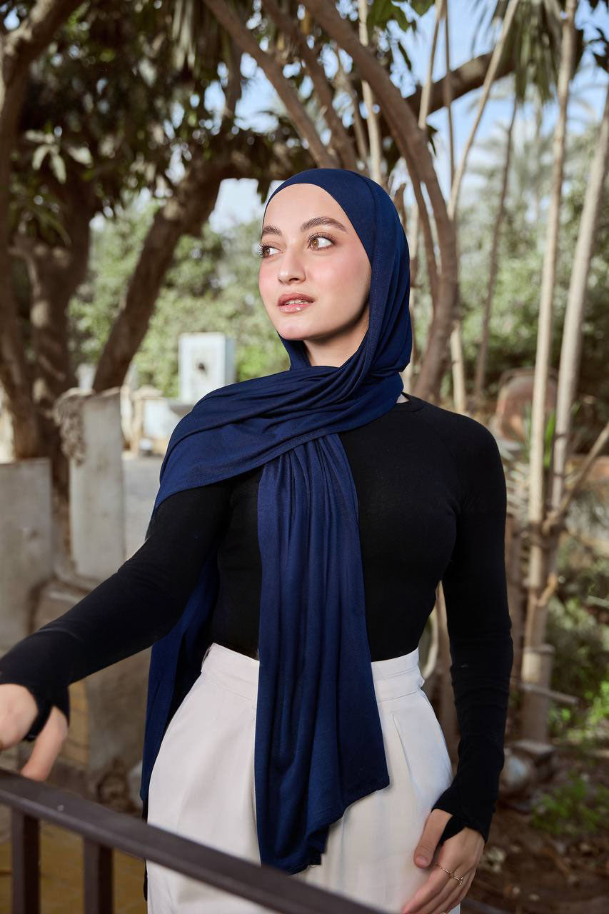 Lycra + Bandana Scarf Set - Navy Blue
