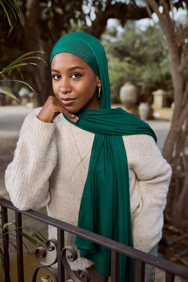 Lycra + Bandana Scarf Set – Emerald Green