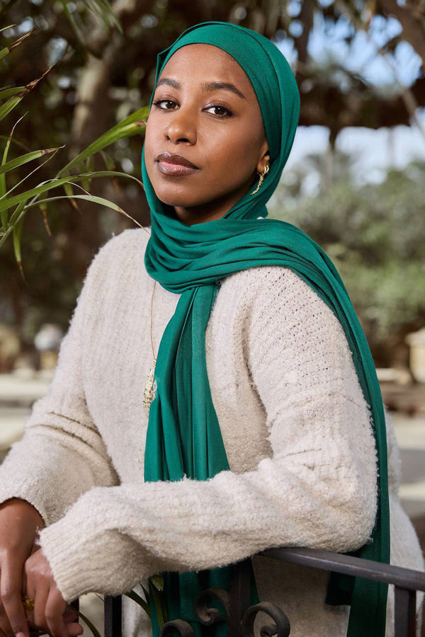 Lycra + Bandana Scarf Set – Emerald Green