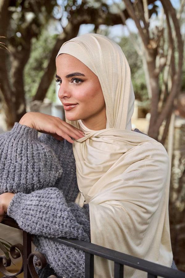 Ivory Bliss - Premium Lycra Scarf with Bandana