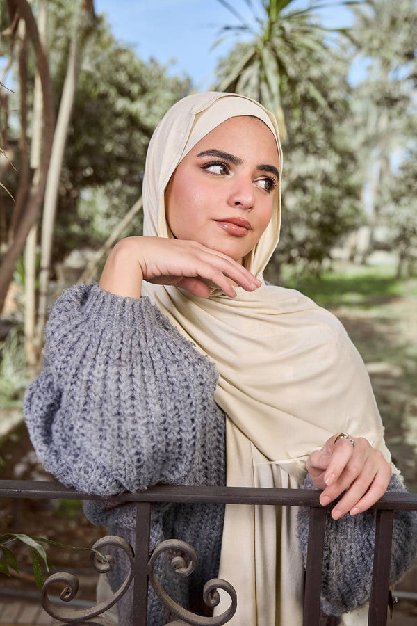 Ivory Bliss - Premium Lycra Scarf with Bandana