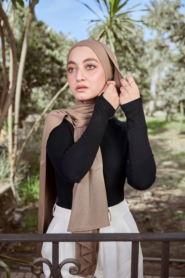 Lycra + Bandana Scarf Set – Mocha Taupe