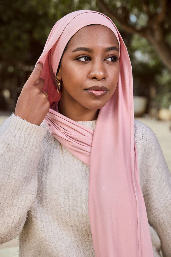Blush Elegance - Premium Lycra Scarf with Bandana