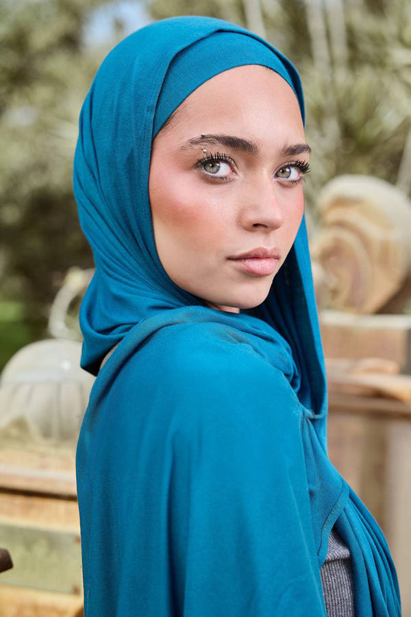 Lycra + Bandana Scarf Set - Teal Blue