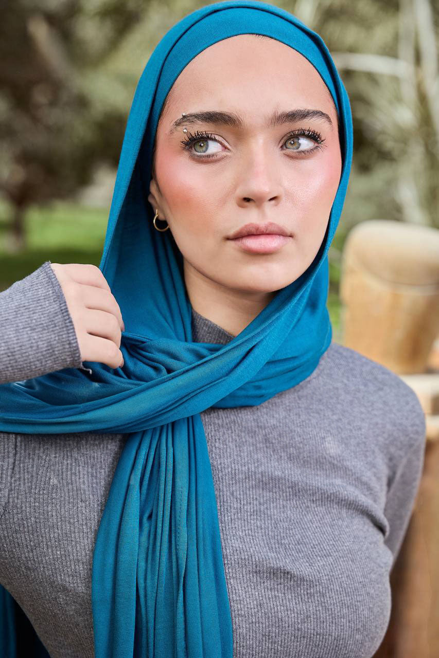 Lycra + Bandana Scarf Set - Teal Blue