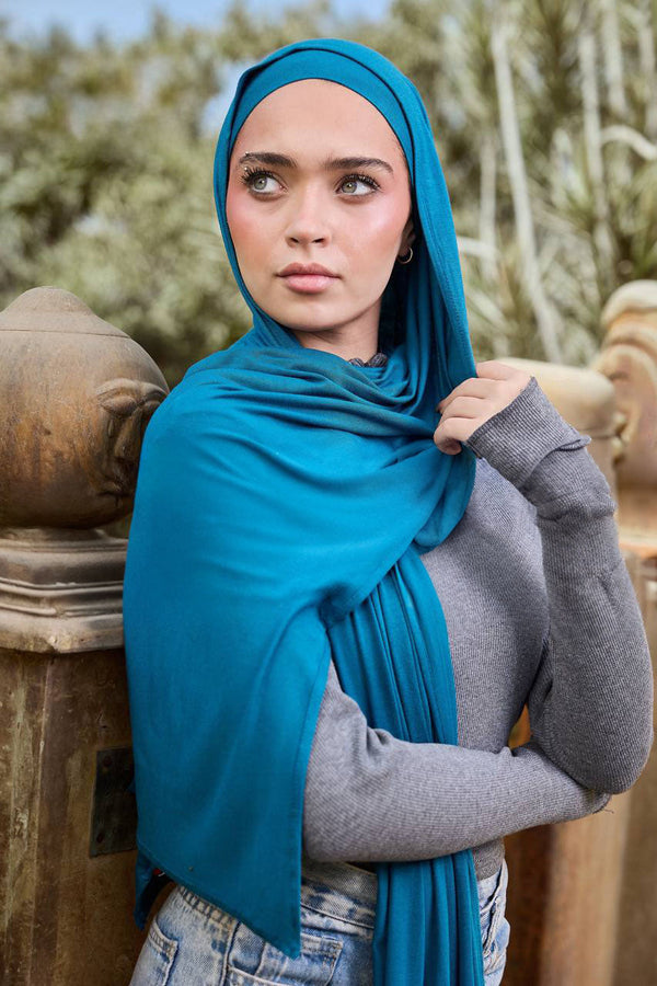 Lycra + Bandana Scarf Set - Teal Blue