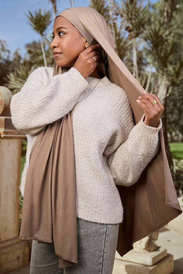 Lycra + Bandana Scarf Set – Mocha Taupe