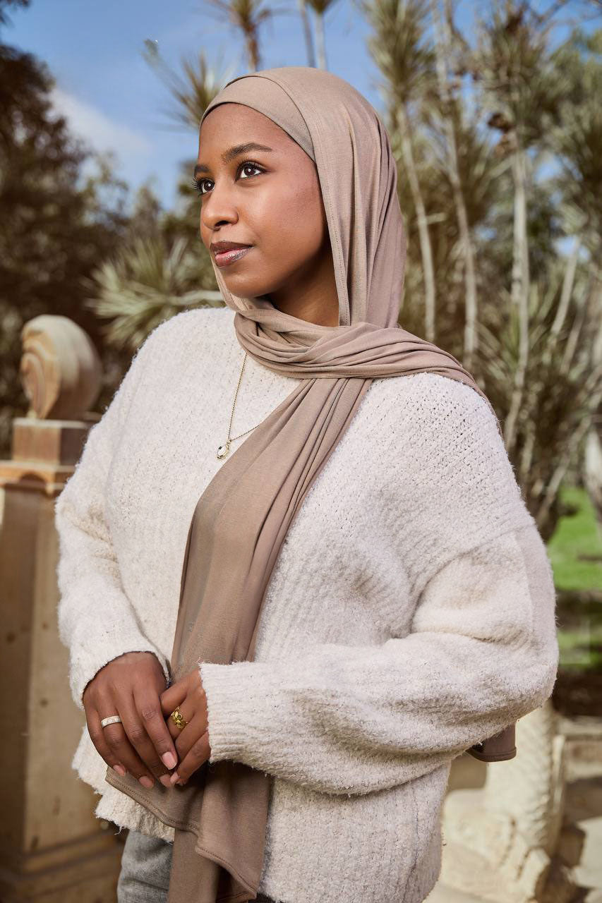 Lycra + Bandana Scarf Set – Mocha Taupe