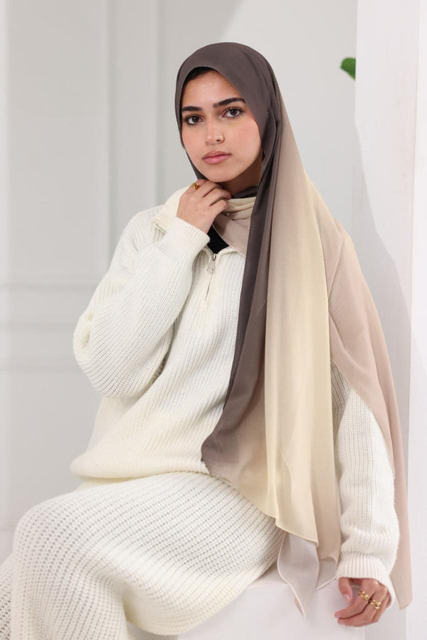 Chiffon Gradient Scarf – Mocha Cream
