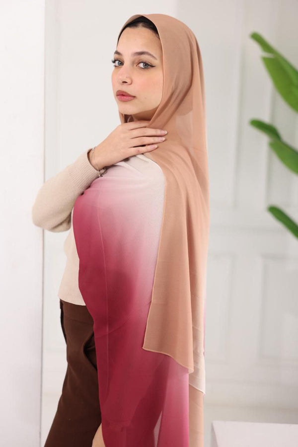 Chiffon Gradient Scarf – Rosewood Beige