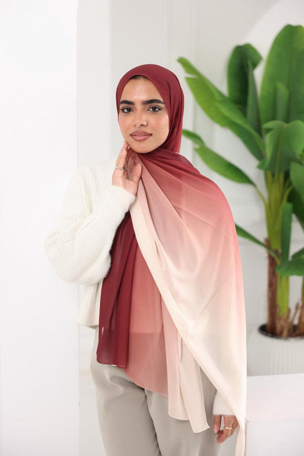 Chiffon Gradient Scarf – Cherry Blush