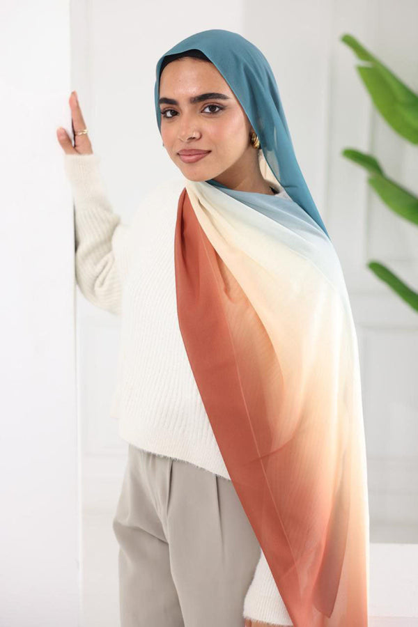 Chiffon Gradient Scarf – Ocean Sand Sunset