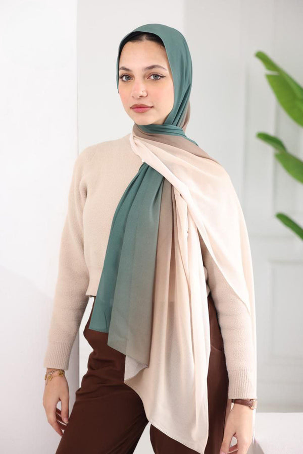 Chiffon Gradient Scarf – Emerald Dune
