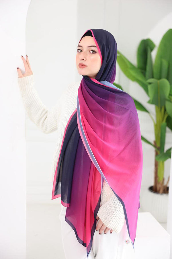 Chiffon Gradient Scarf – Midnight Bloom