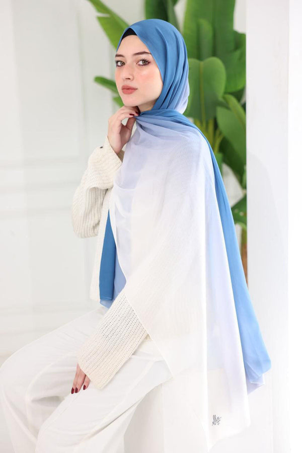 Chiffon Gradient Scarf – Blue Mist