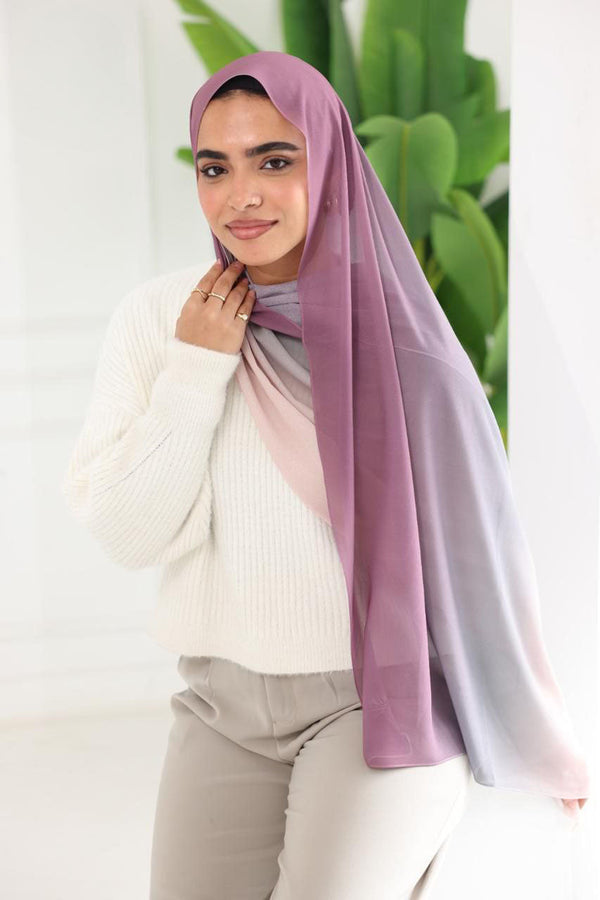 Chiffon Gradient Scarf – Mauve Cloud