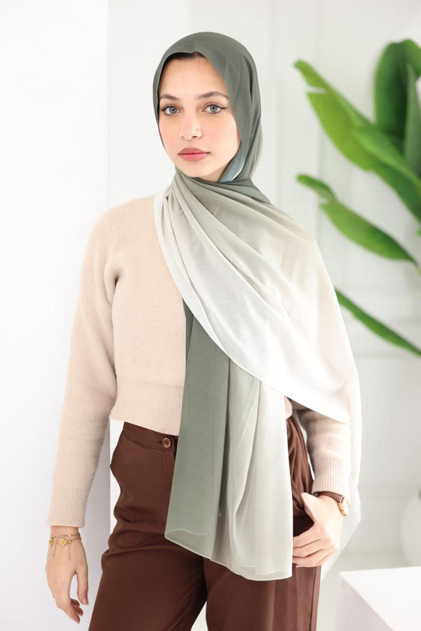 Chiffon Gradient Scarf – Olive Mist