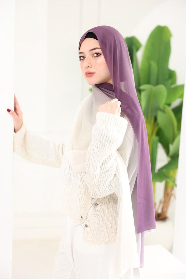 Chiffon Gradient Scarf – Lavender Frost