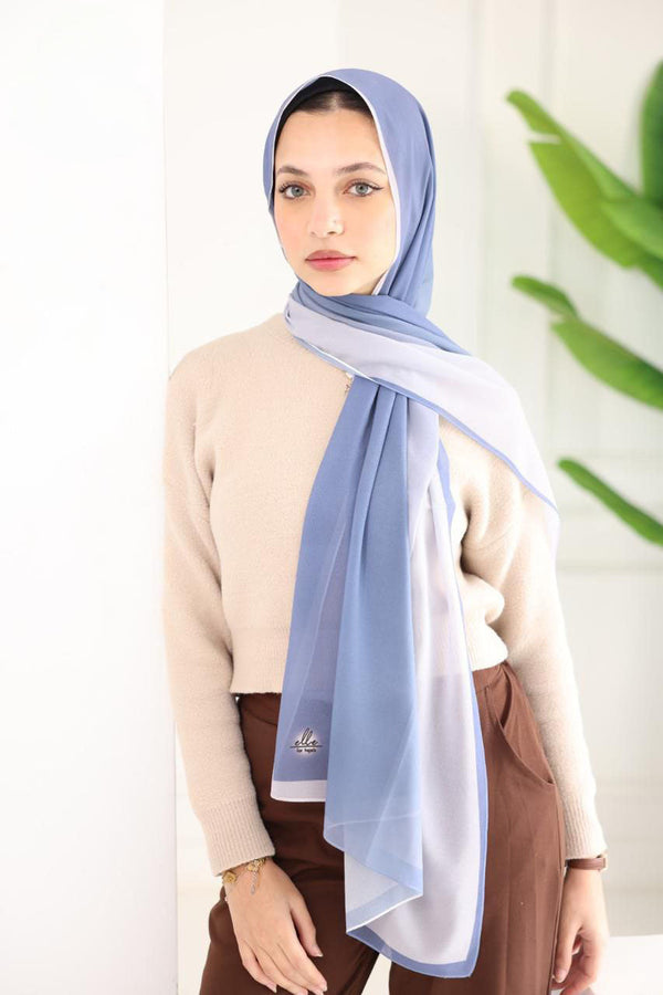 Chiffon Gradient Scarf – Blue Mist