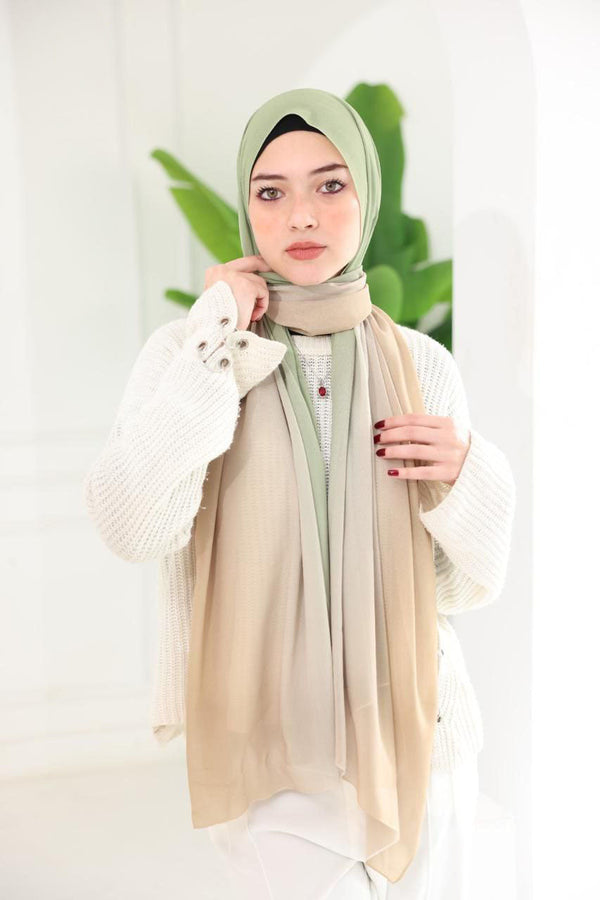 Chiffon Gradient Scarf – Olive Sandstone