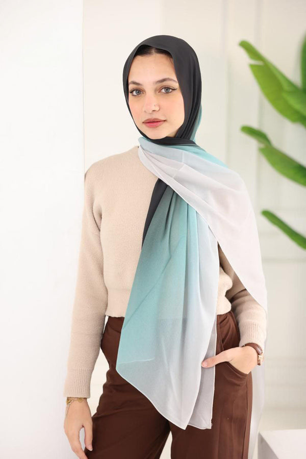 Chiffon Gradient Scarf – Ice Mint Noir
