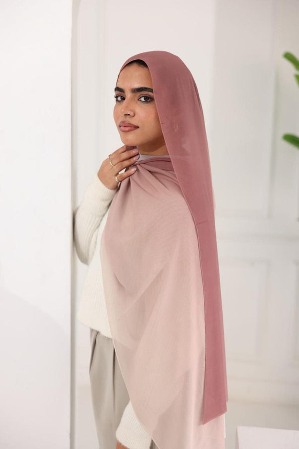 Chiffon Gradient Scarf – Dusty Rose Blush