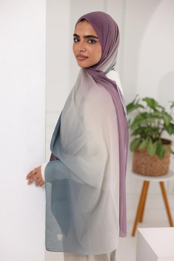 Chiffon Gradient Scarf – Plum Smoke