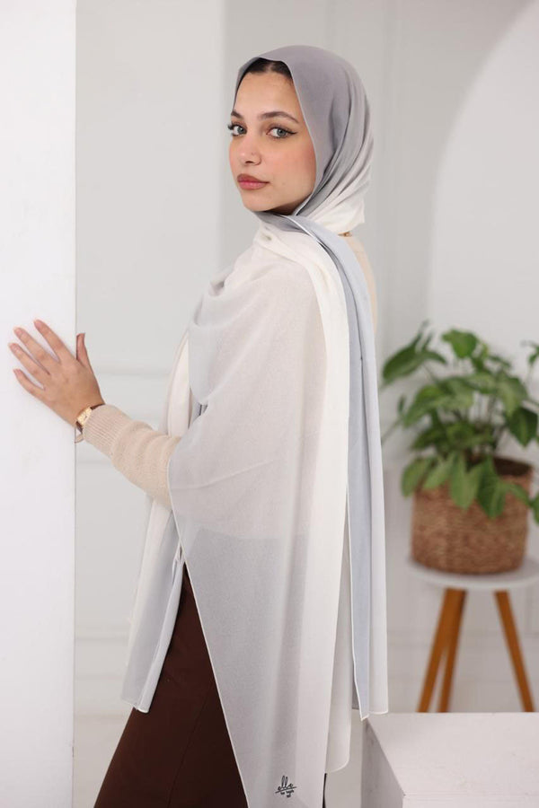 Chiffon Gradient Scarf – Snow Mist